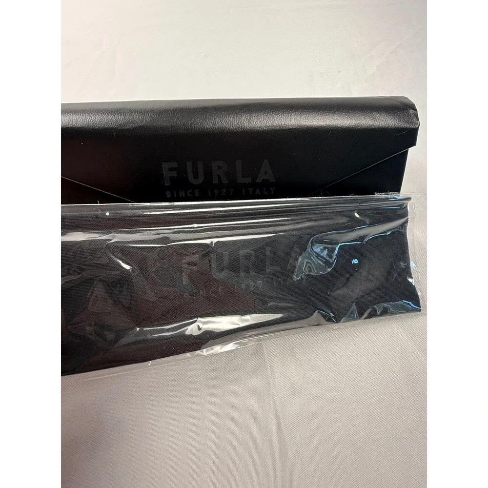 Furla Black‎ Foldable Triangle Sunglasses Case with Cleaning Cloth Hard Shell